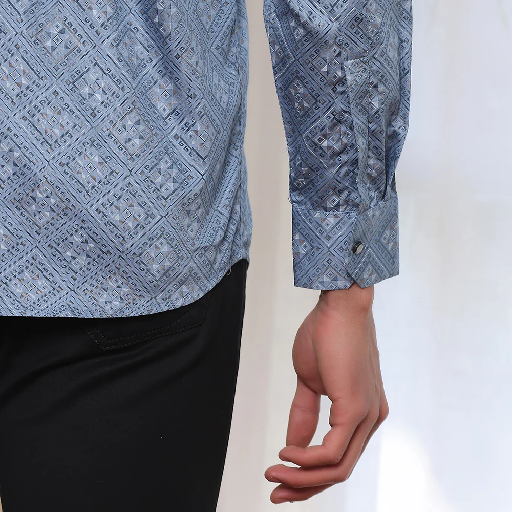Geometrical Print Casual Shirt Blue color - Image 4