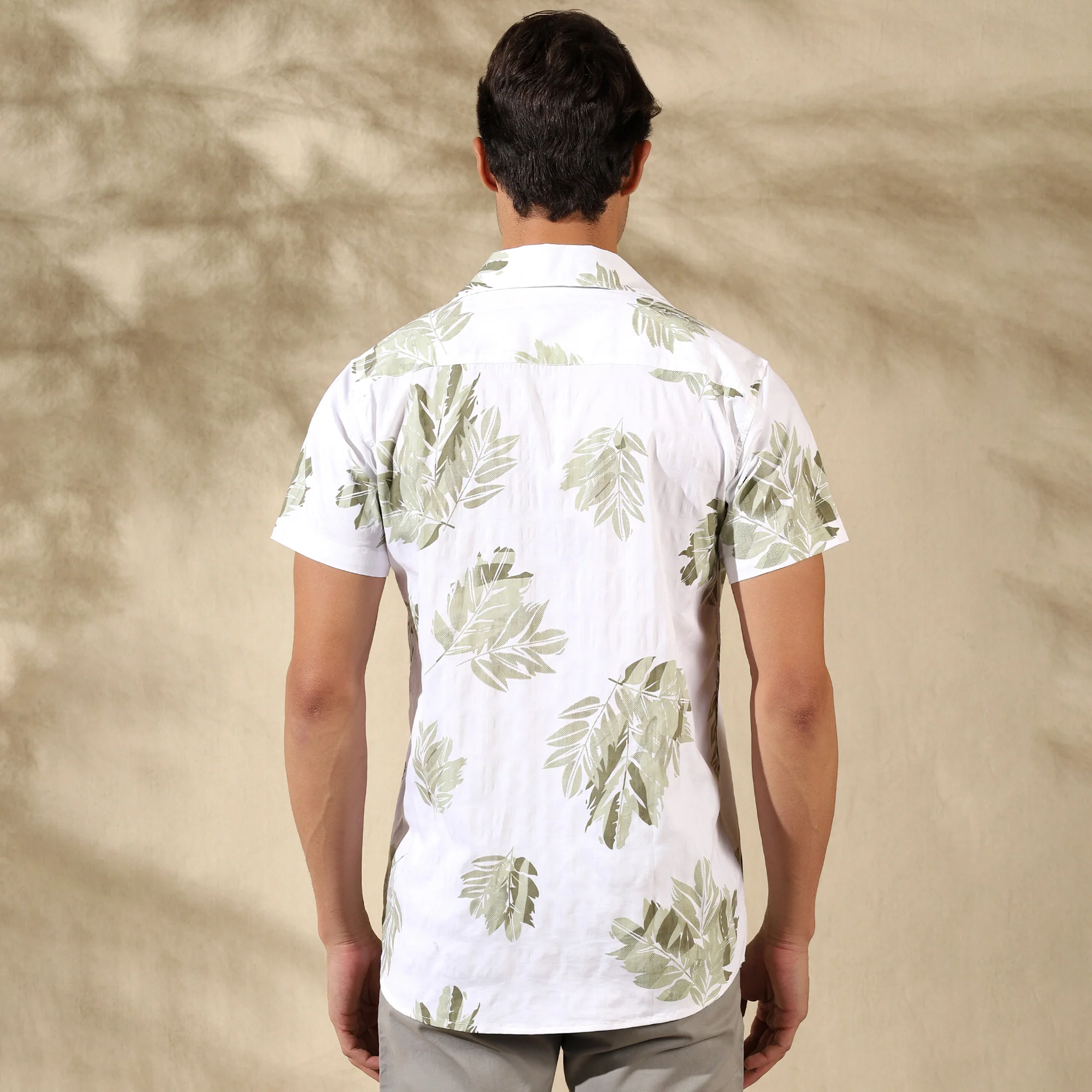 GREEN HALF CASUAL PRINTED COTTON SHIRT REGULAR FIT FOR MEN - Image 3