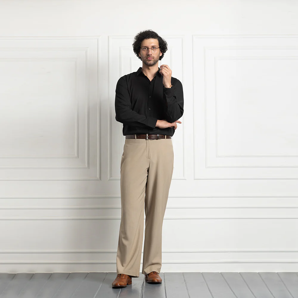 Men Mustang Lycra Soft Stretchable Shirt- Black - Image 3