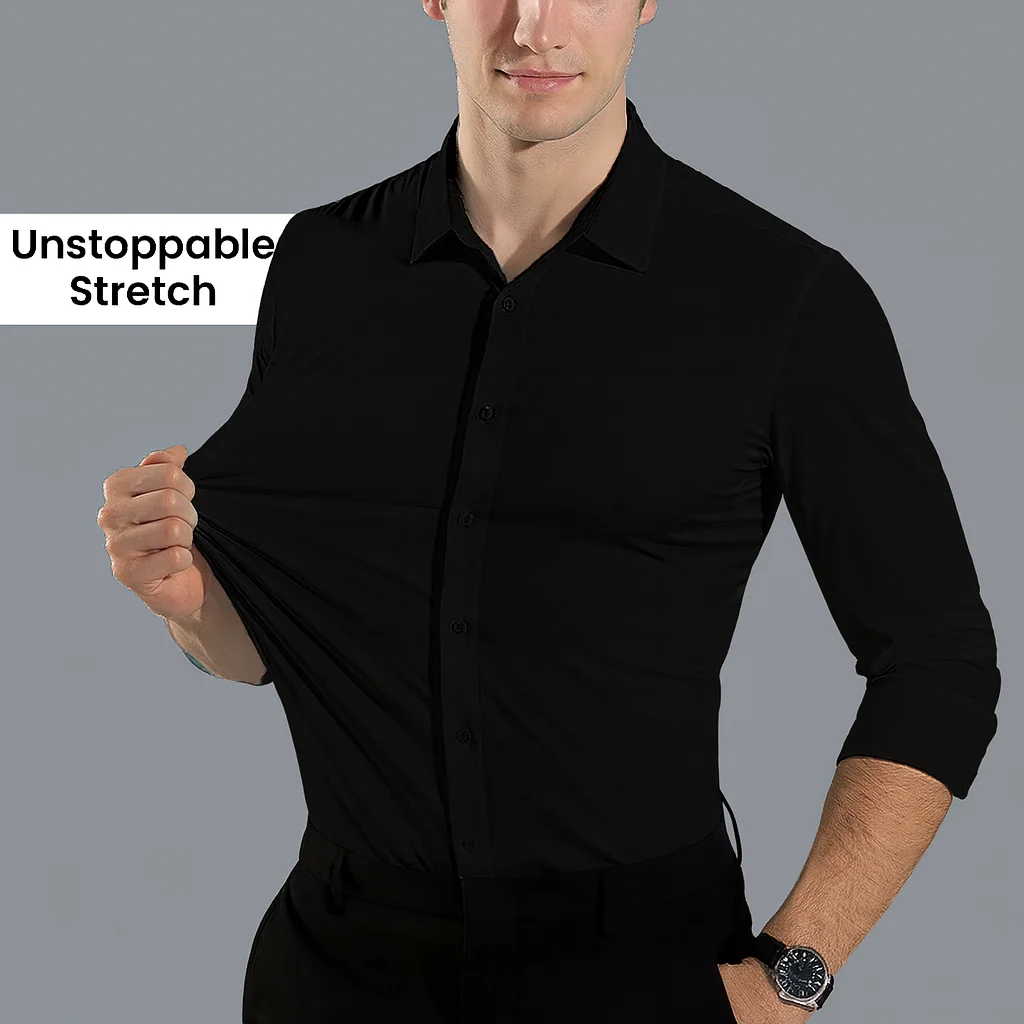 Men Mustang Lycra Soft Stretchable Shirt- Black - Image 4