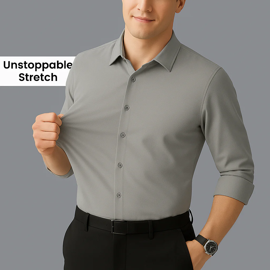 Men Mustang Lycra Soft Stretchable Shirt- Dark Grey - Image 4