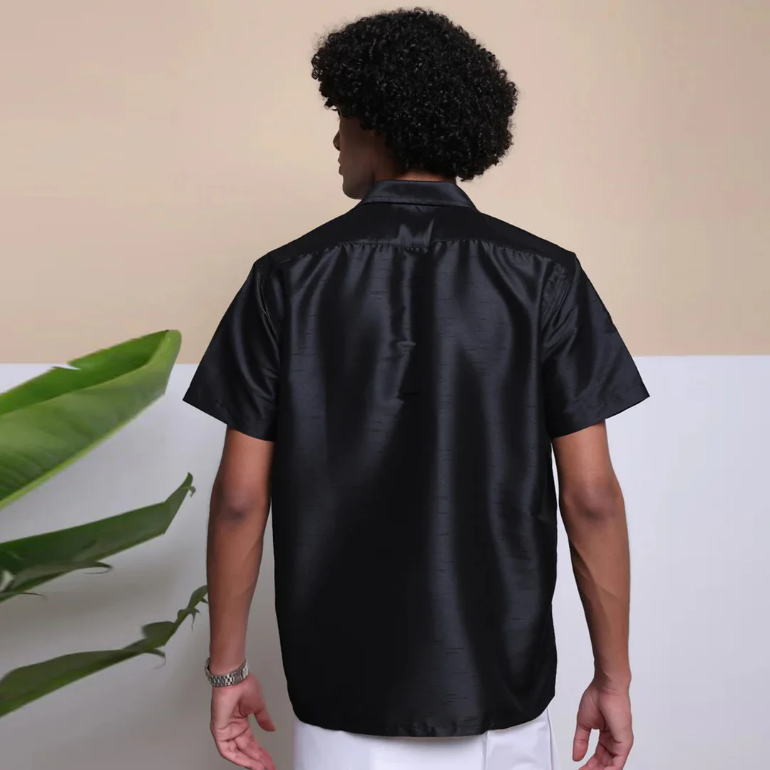 Premium Ethnic Shirts for Men | Traditional South Indian Lungi Shirts (Black) - Image 4