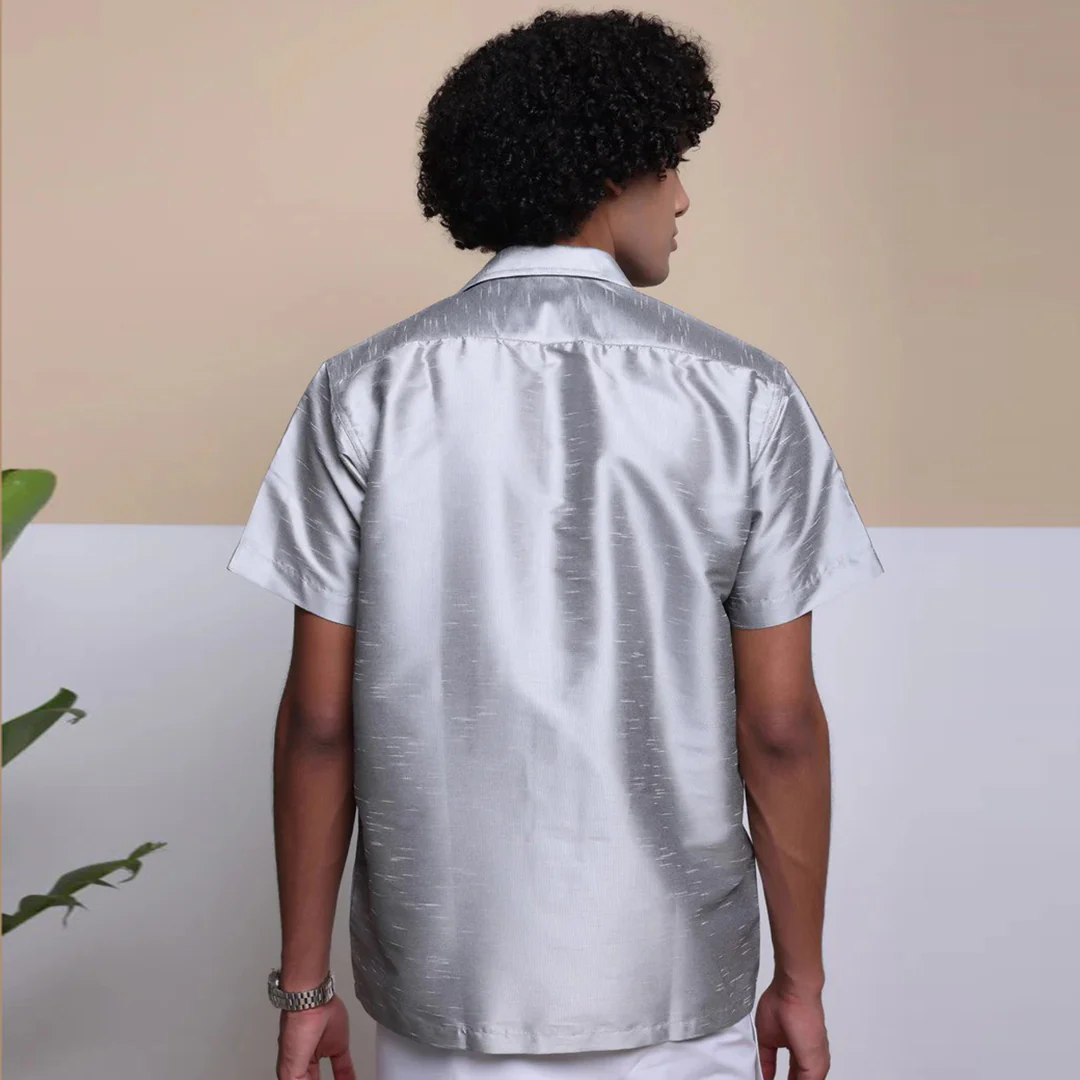 Premium Ethnic Shirts for Men | Traditional South Indian Lungi Shirts (Silver) - Image 4