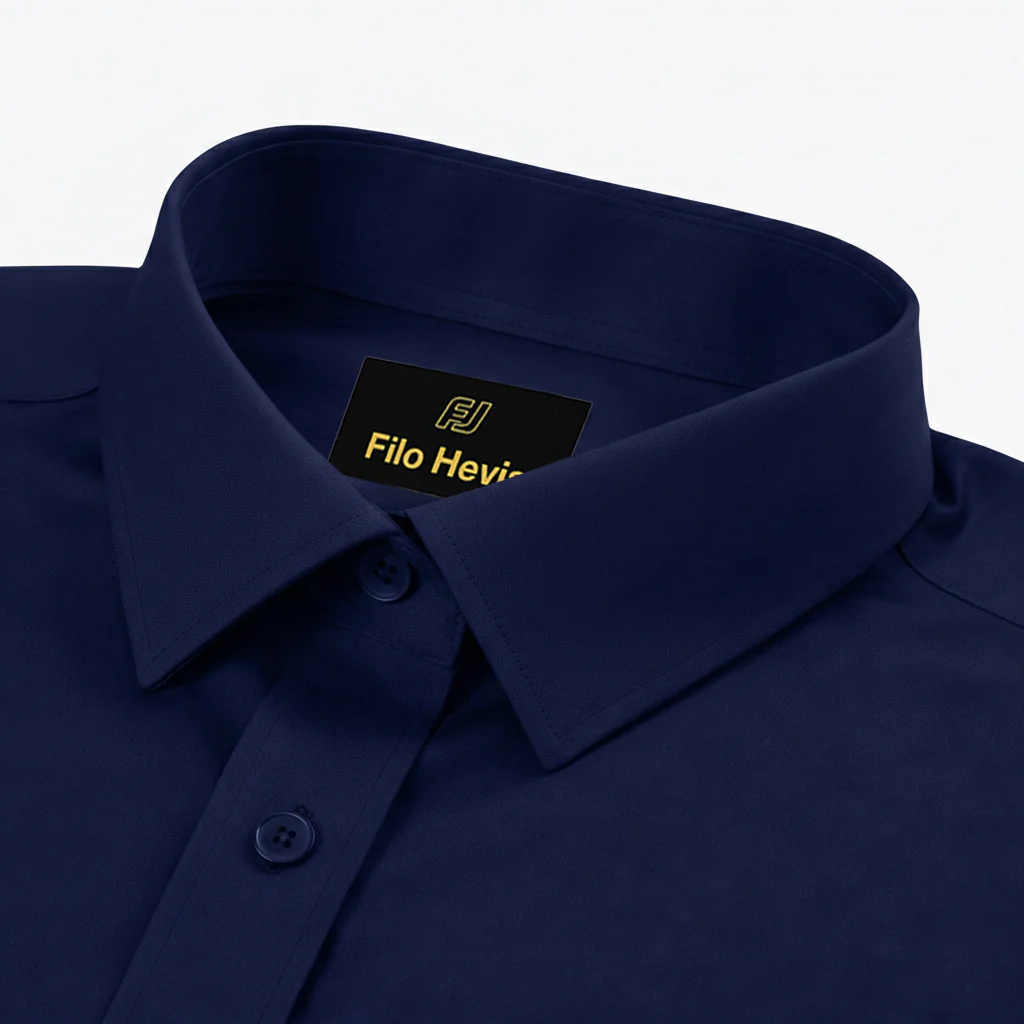 Men's Formal Regular Fit Cotton Full Sleeve Shirt-NAVY BLUE - Image 3