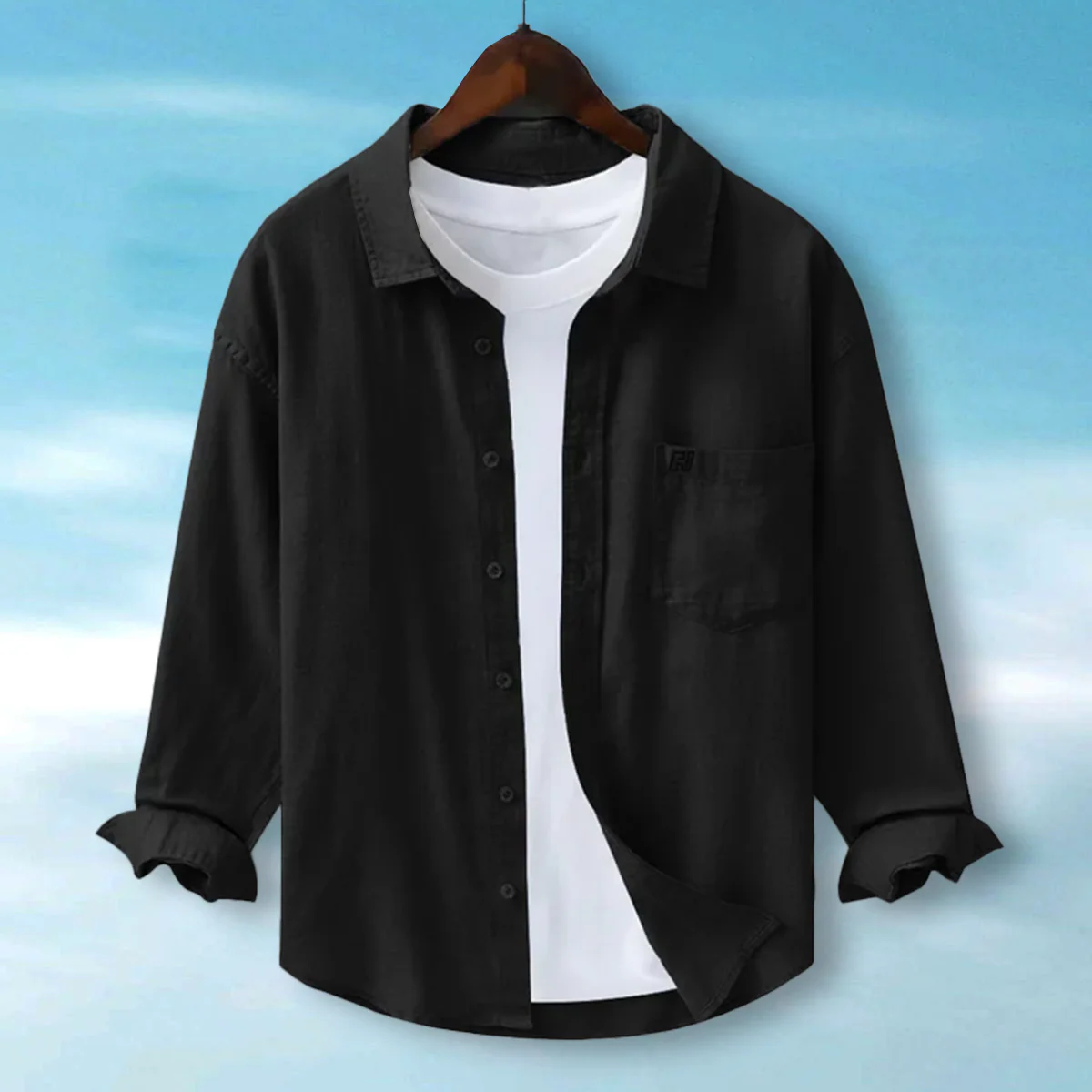 FINE LINEN SHIRTS FOR MEN (Full Sleeves)-Black - Image 5