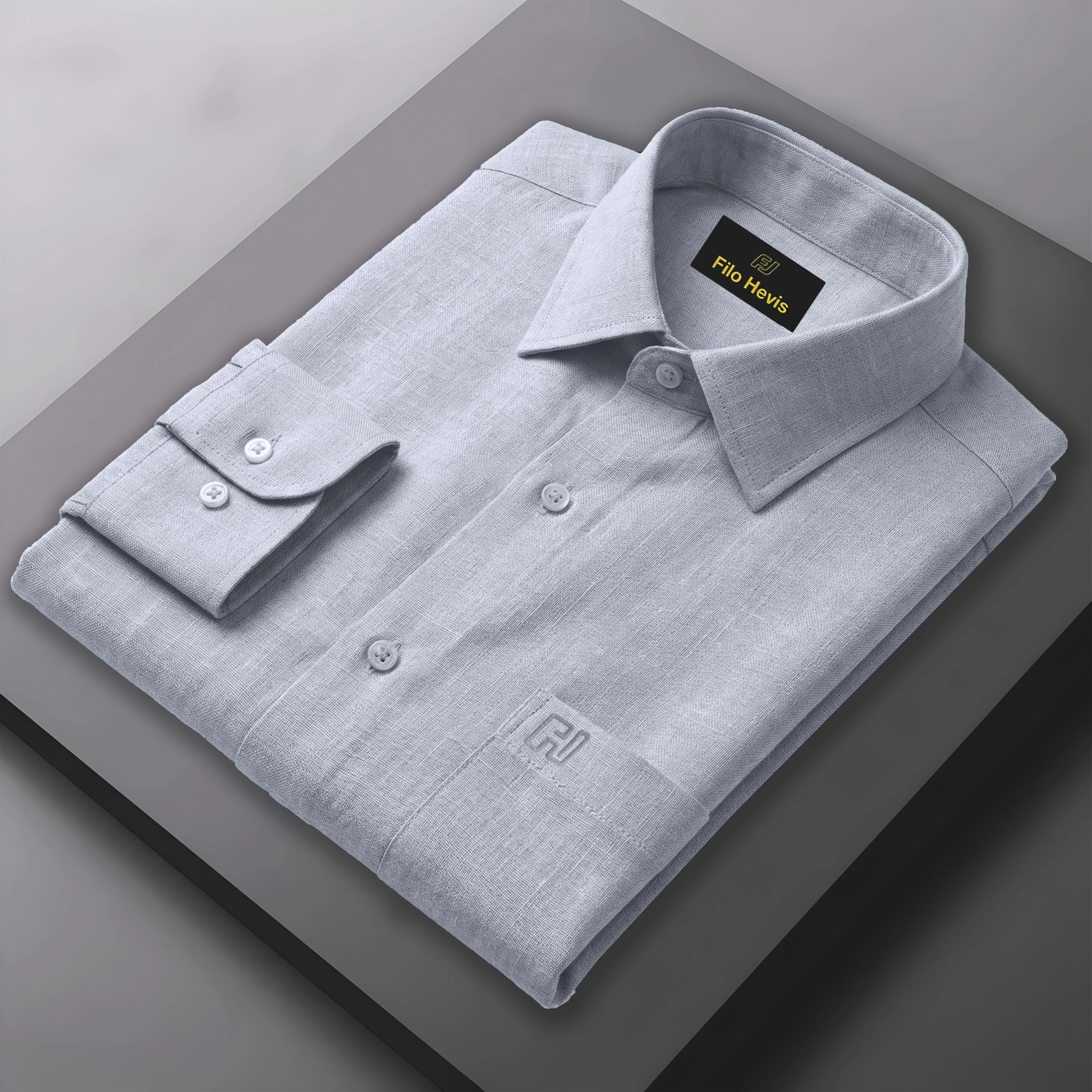 FINE LINEN SHIRTS FOR MEN (Full Sleeves)-Grey - Image 3