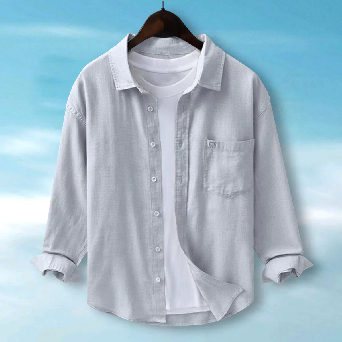 FINE LINEN SHIRTS FOR MEN (Full Sleeves)-Grey - Image 5