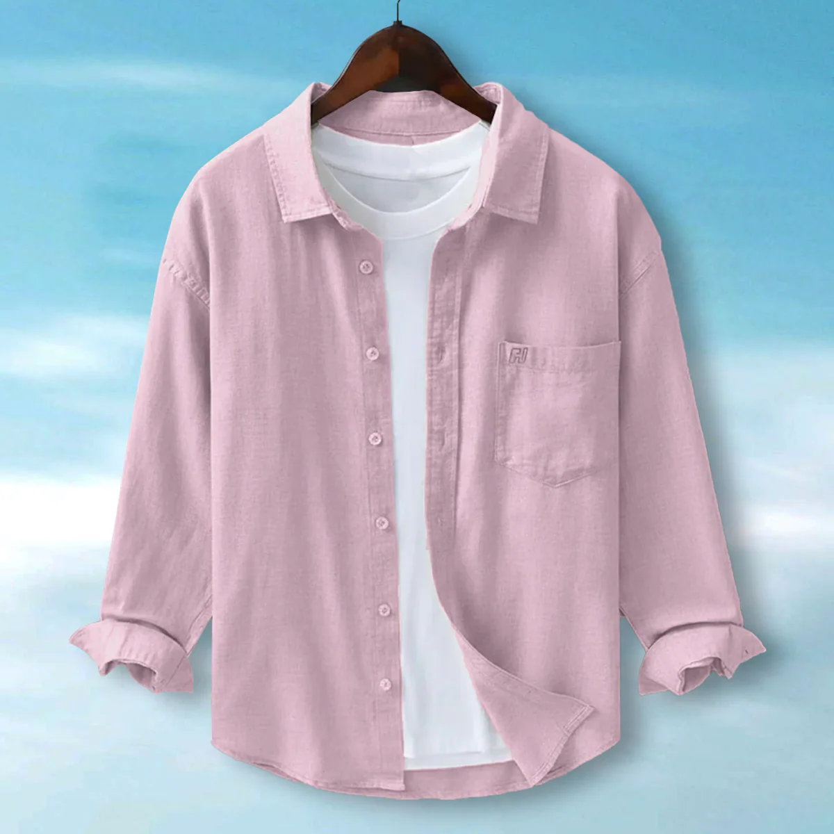 FINE LINEN SHIRTS FOR MEN (Full Sleeves)-Light Onion - Image 5