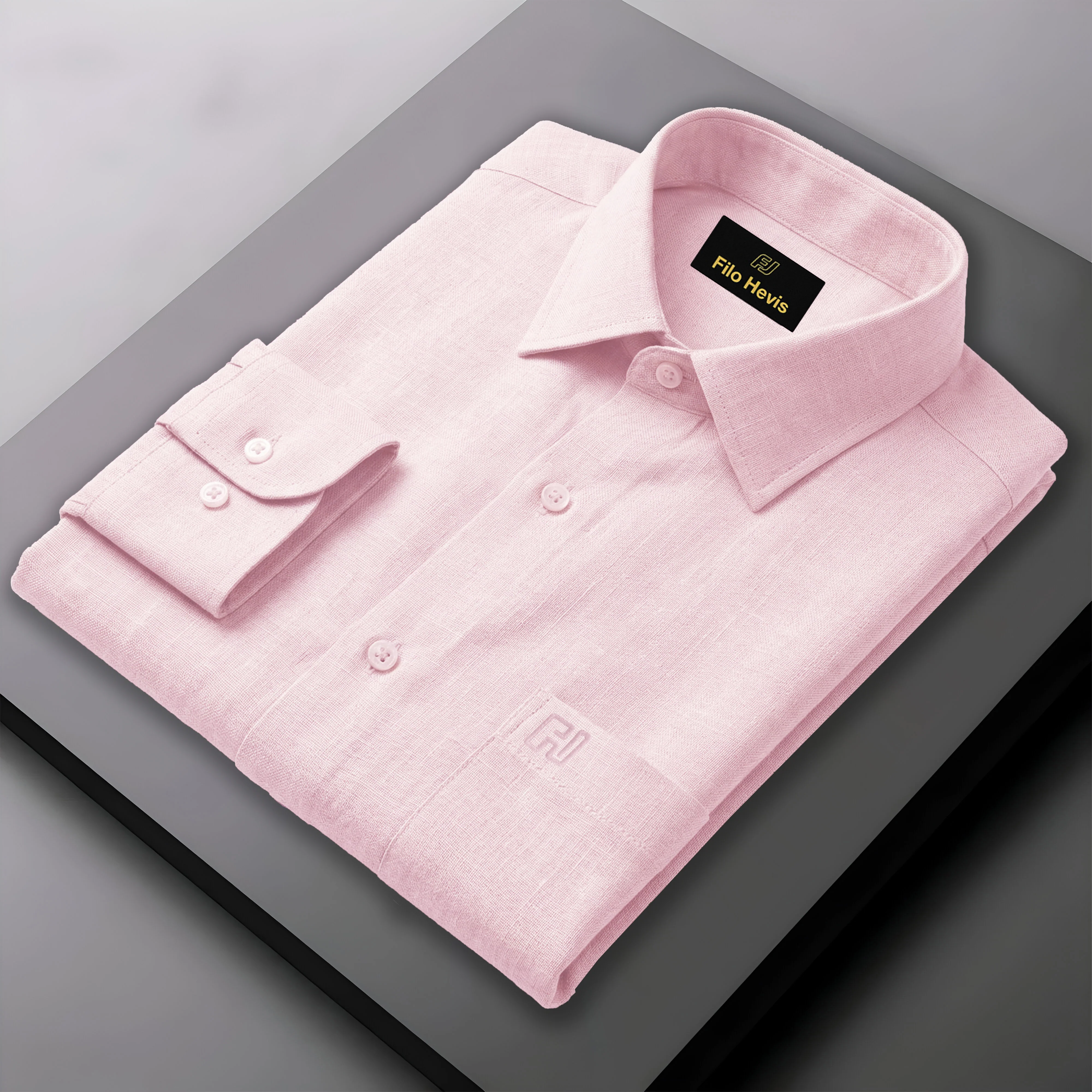 FINE LINEN SHIRTS FOR MEN (Full Sleeves)-Pink - Image 3