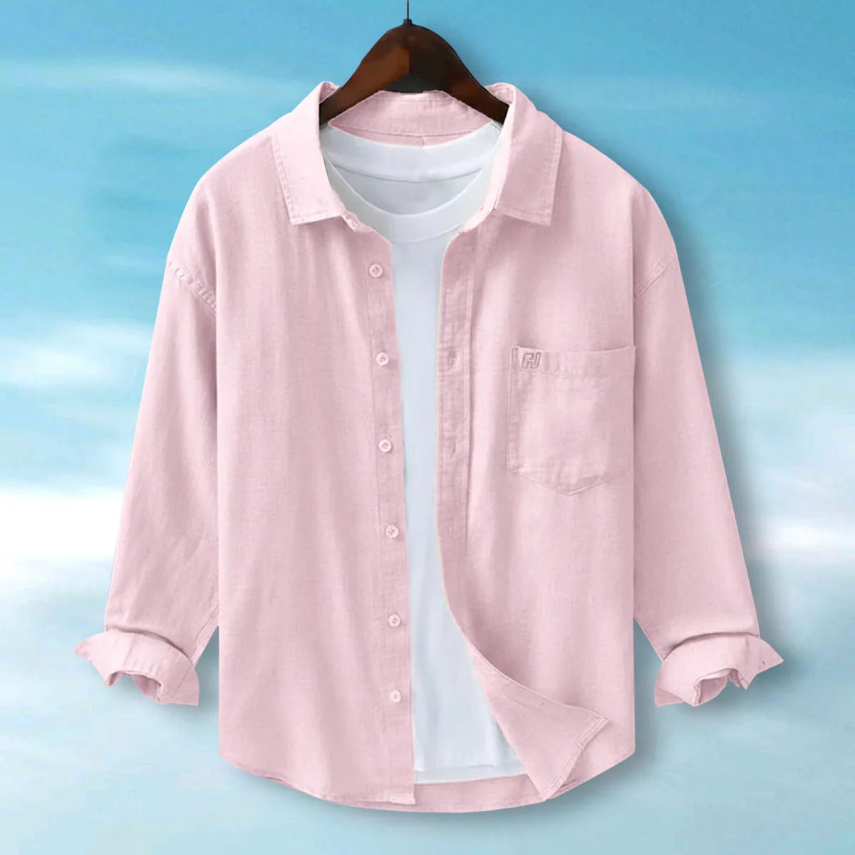 FINE LINEN SHIRTS FOR MEN (Full Sleeves)-Pink - Image 5
