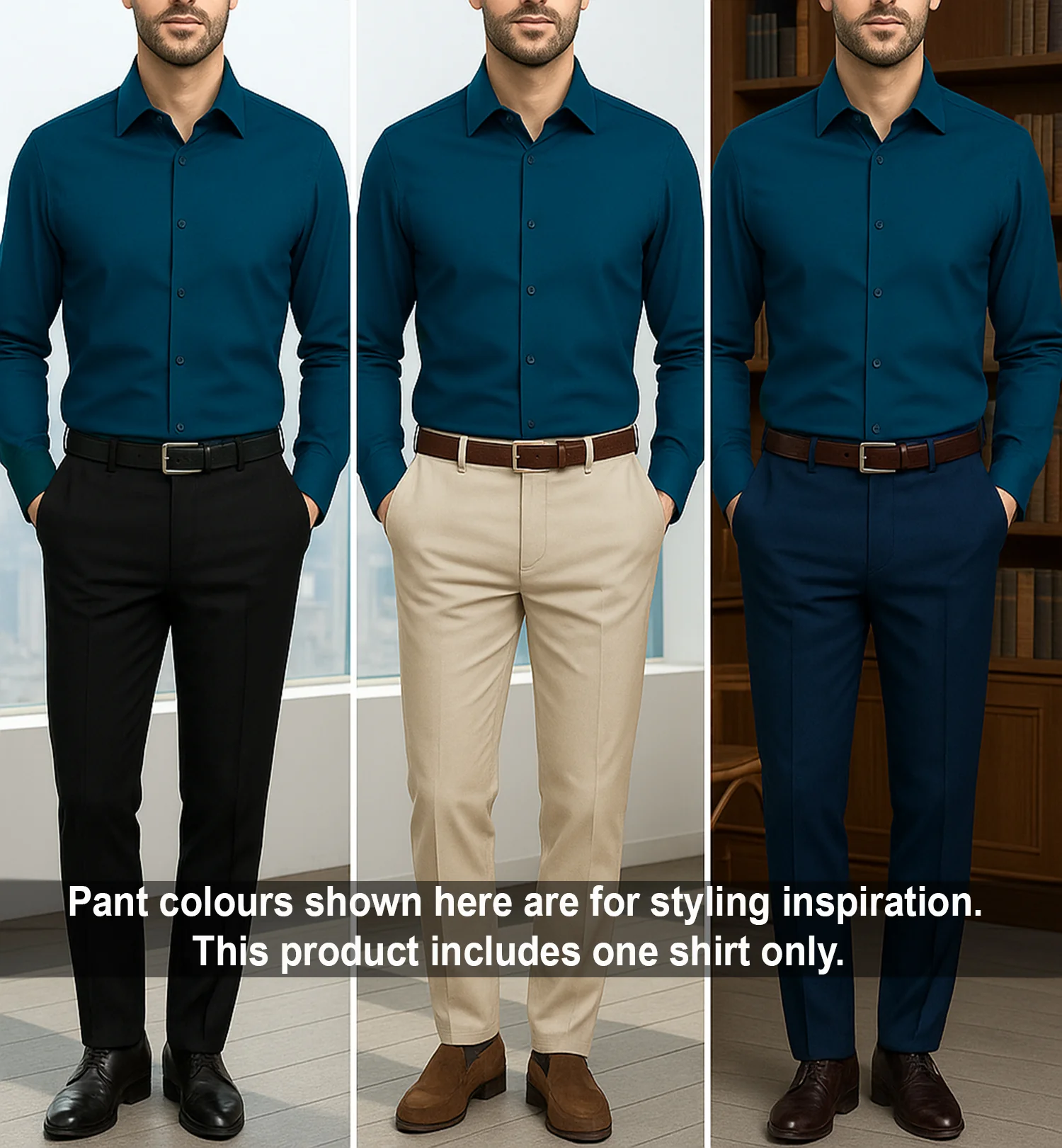 Men's Satin Lycra formal  Full Sleeve shirt Teal Blue - Image 4