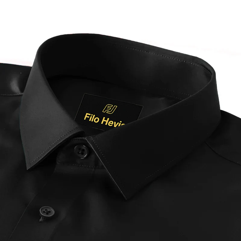 Men's Formal Regular Fit Cotton Full Sleeve Shirt - Black - Image 3