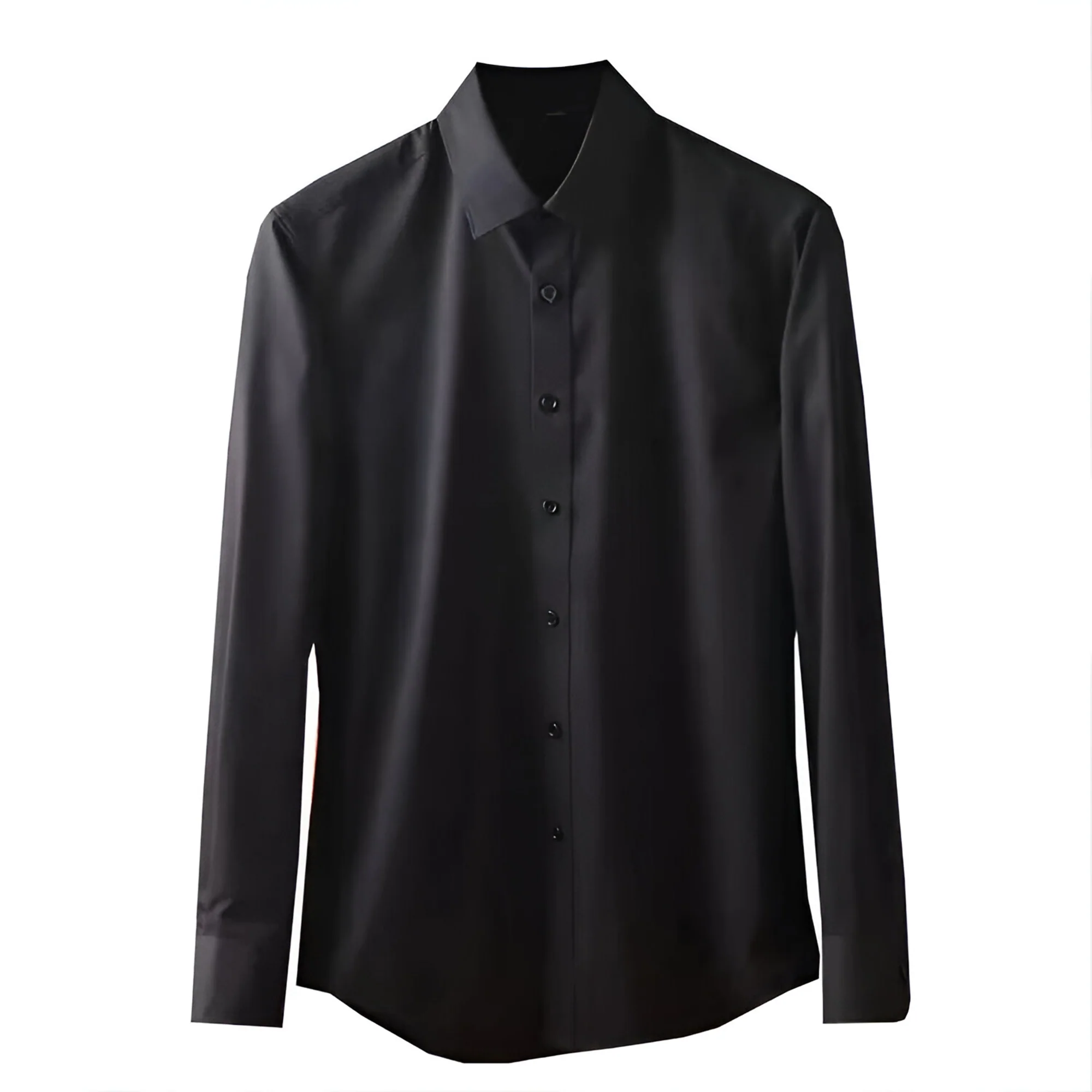 Men's Formal Regular Fit Cotton Full Sleeve Shirt - Black - Image 5