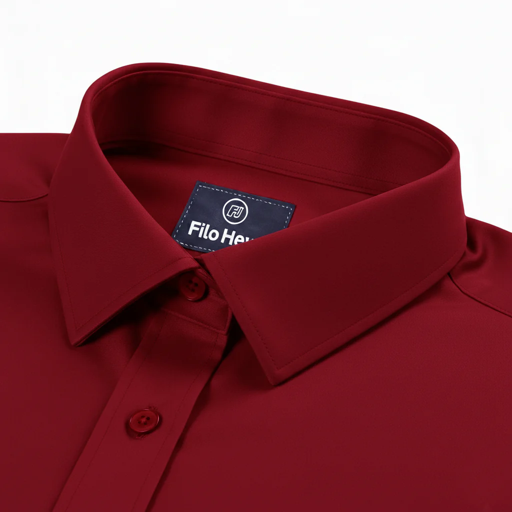 Men's Formal Regular Fit Cotton Full Sleeve Shirt - Maroon - Image 3