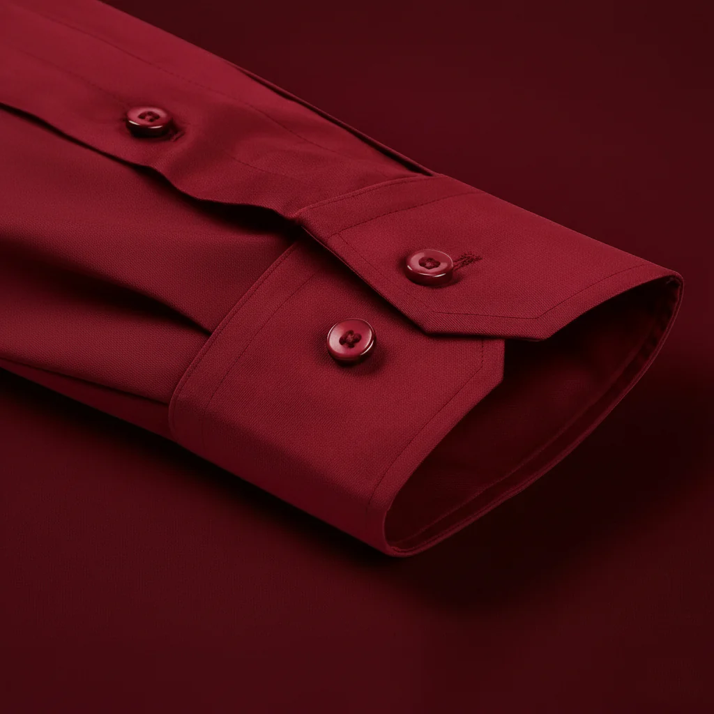 Men's Formal Regular Fit Cotton Full Sleeve Shirt - Maroon - Image 4