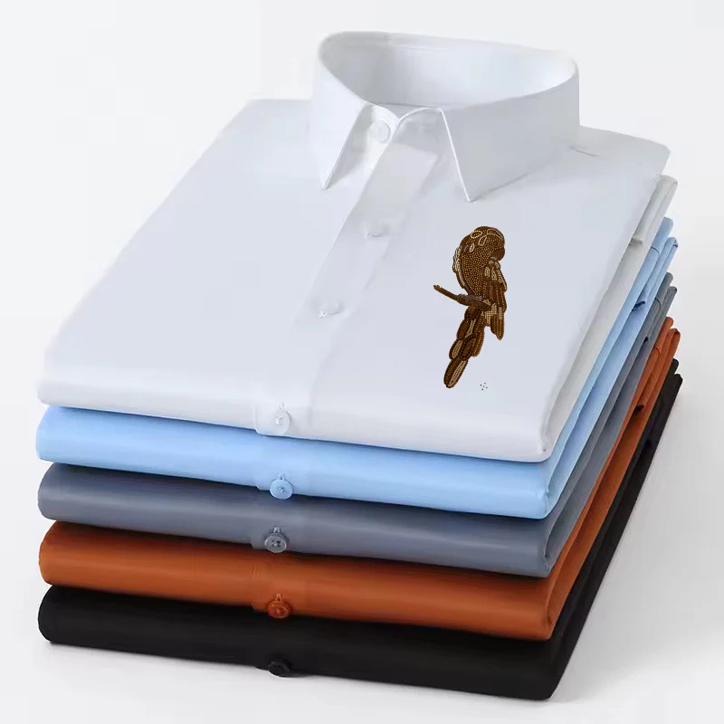 PARTY SHIRTS FOR MEN | PREMIUM SHIRTS | CLUB SHIRTS Sparrow Embroidery-White - Image 3