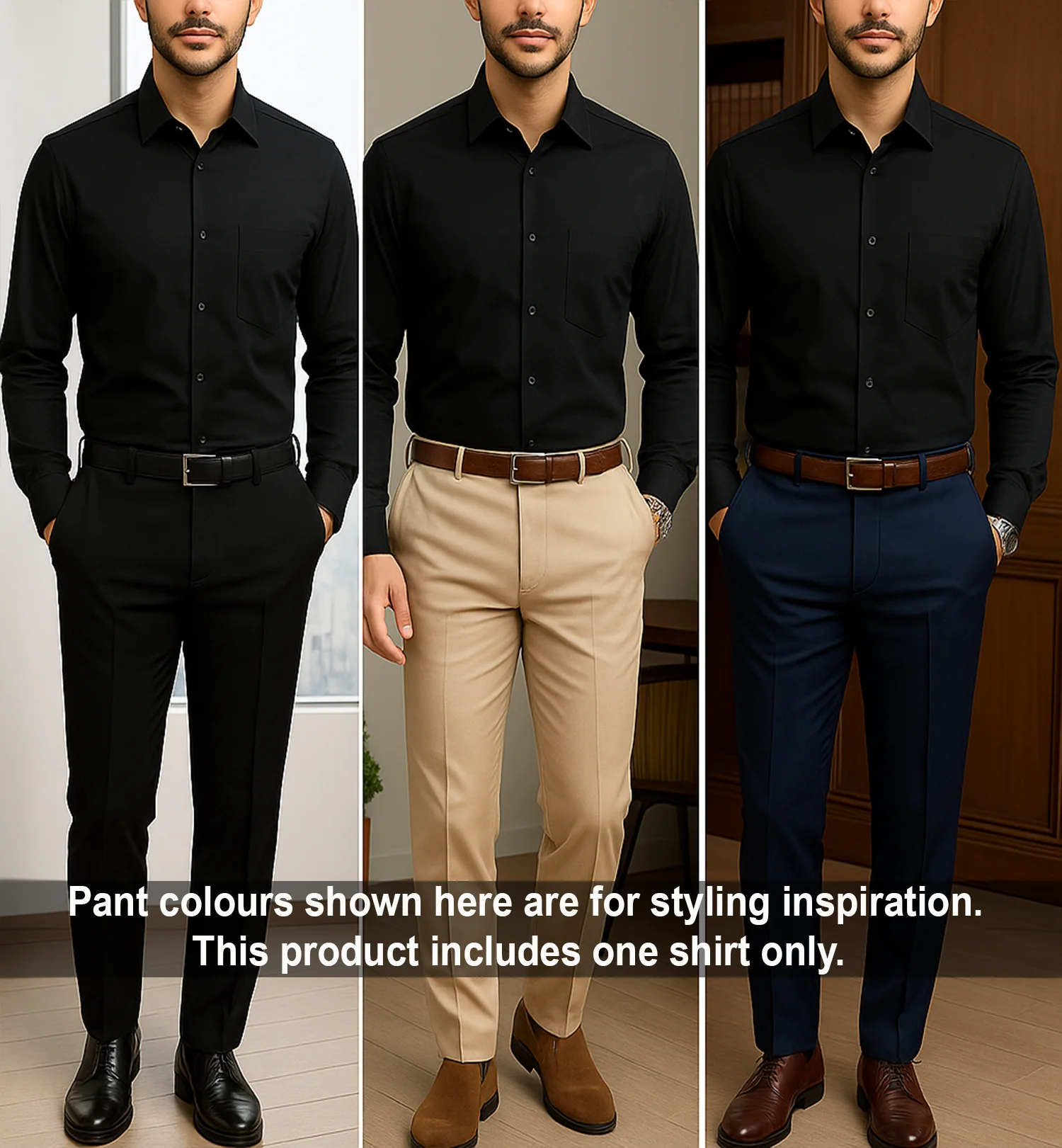 PLATINUM COTTON SATIN FORMAL SHIRT FOR MEN (Single Pocket)-Black - Image 5