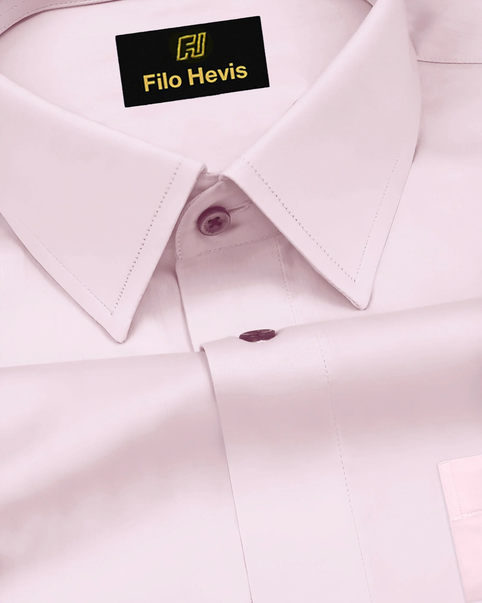 PLATINUM COTTON SATIN FORMAL SHIRT FOR MEN (Single Pocket)-Pink - Image 3