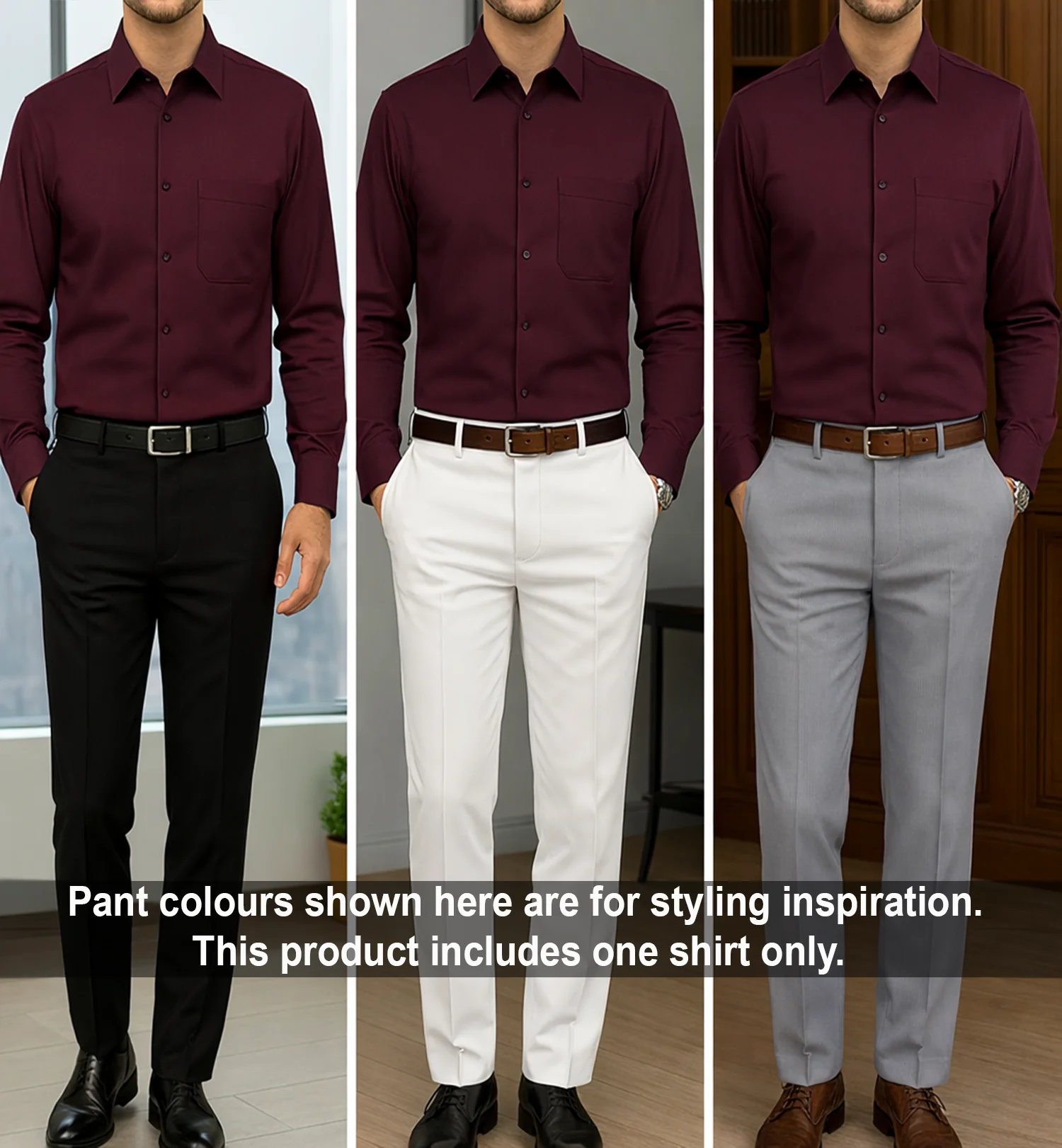 PLATINUM COTTON SATIN FORMAL SHIRT FOR MEN (Single Pocket)-Wine - Image 5